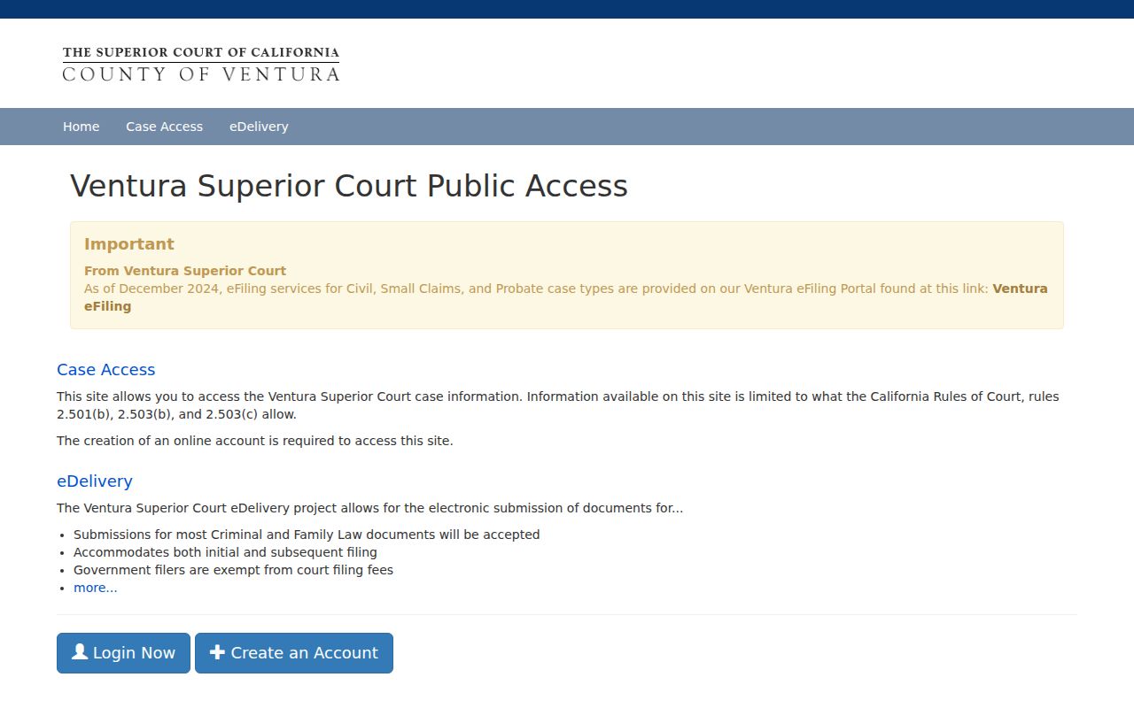 Simi Valley people lookup on the Ventura Superior Court public portal
