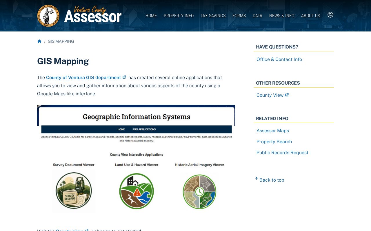 Simi Valley records search through Ventura County Assessor GIS mapping