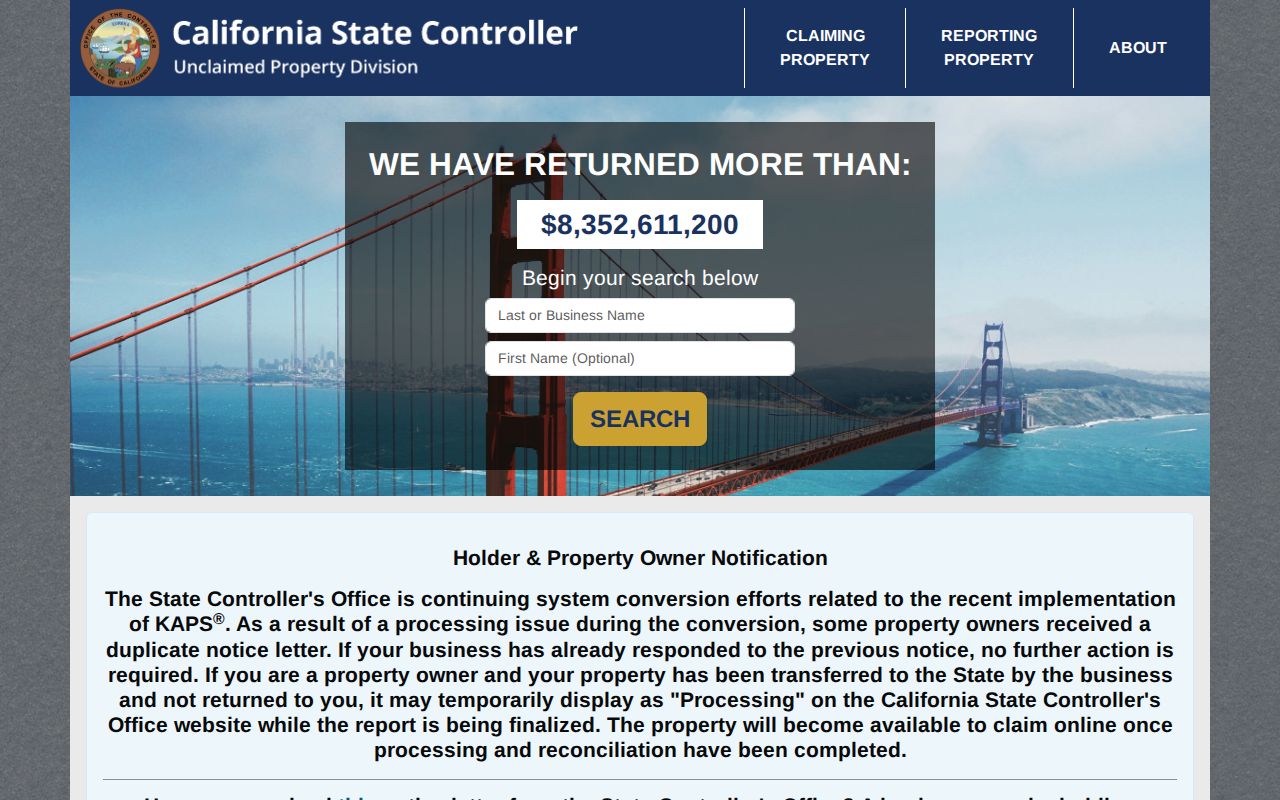 Simi Valley public records search in California unclaimed property